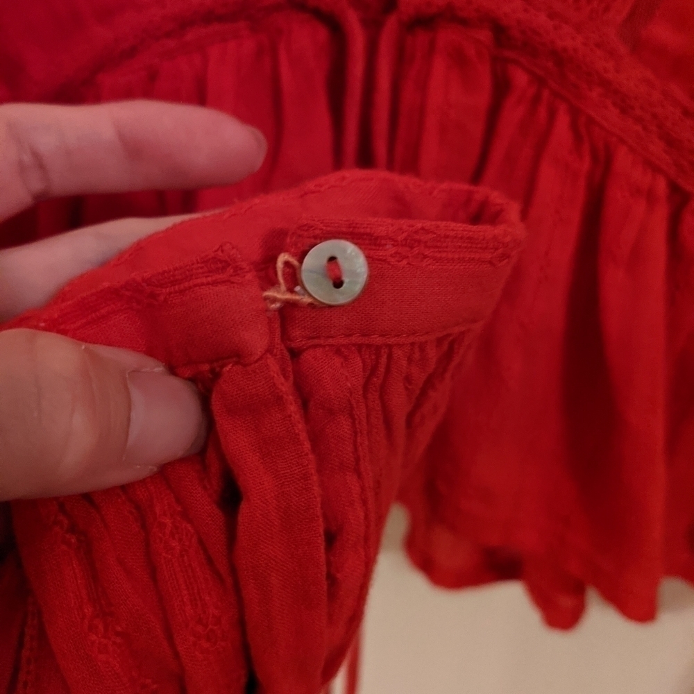 𝅺free PEOPLE oberoi red deep v neck boho blouse - Picture 6 of 11